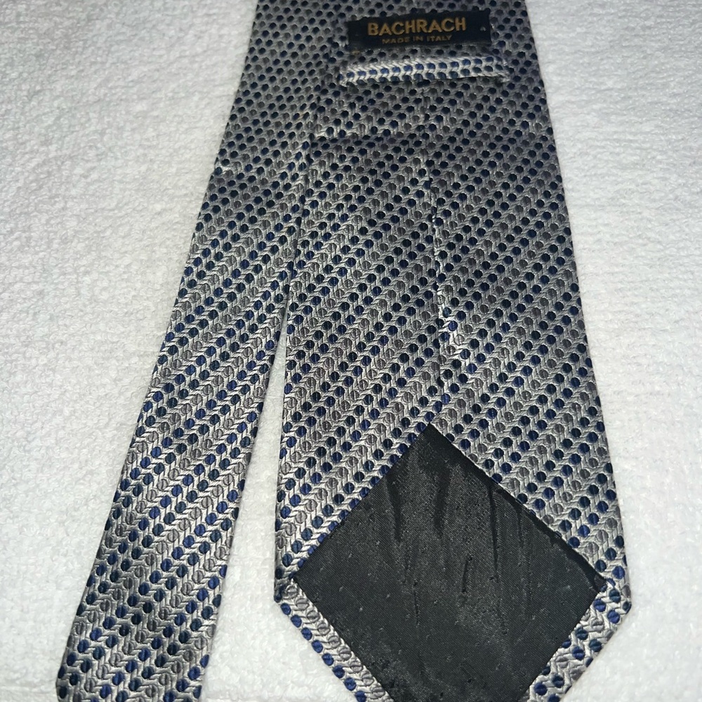 Bachrach Men's Silver and Blue Tie